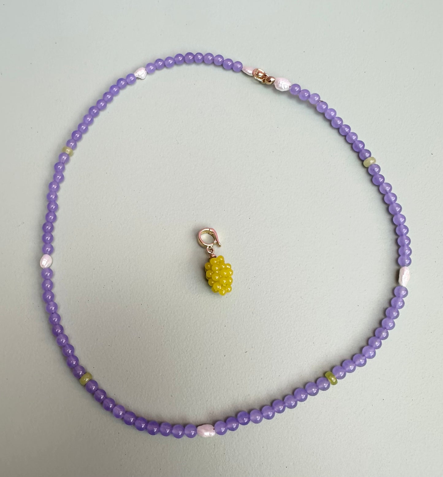 Lilac and Pearls Semi Precious Beaded necklace