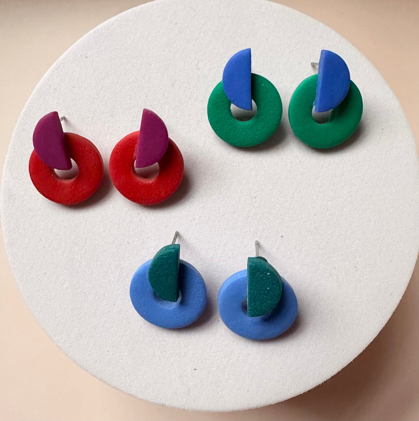 Art Deco Clay Stud Earrings