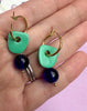 Clay and Bead Hoop Dangle Earrings