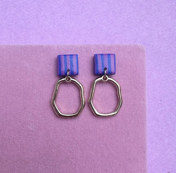 Small Dangly Stripes Hoop Earrings