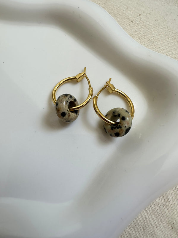 Semi Precious Bead Hoop Earrings