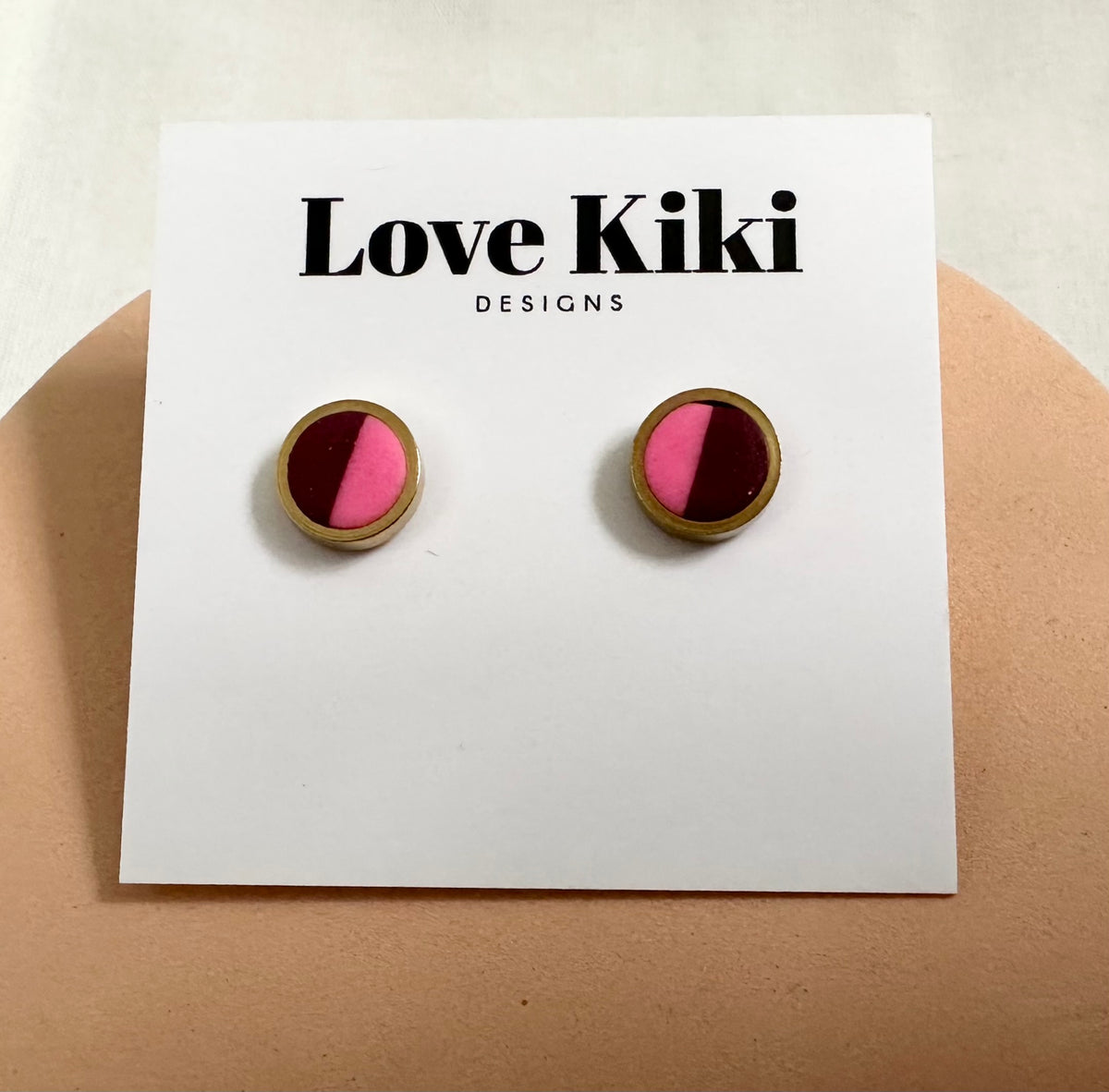 Neon Pink and Blue Two colour way stud Earrings