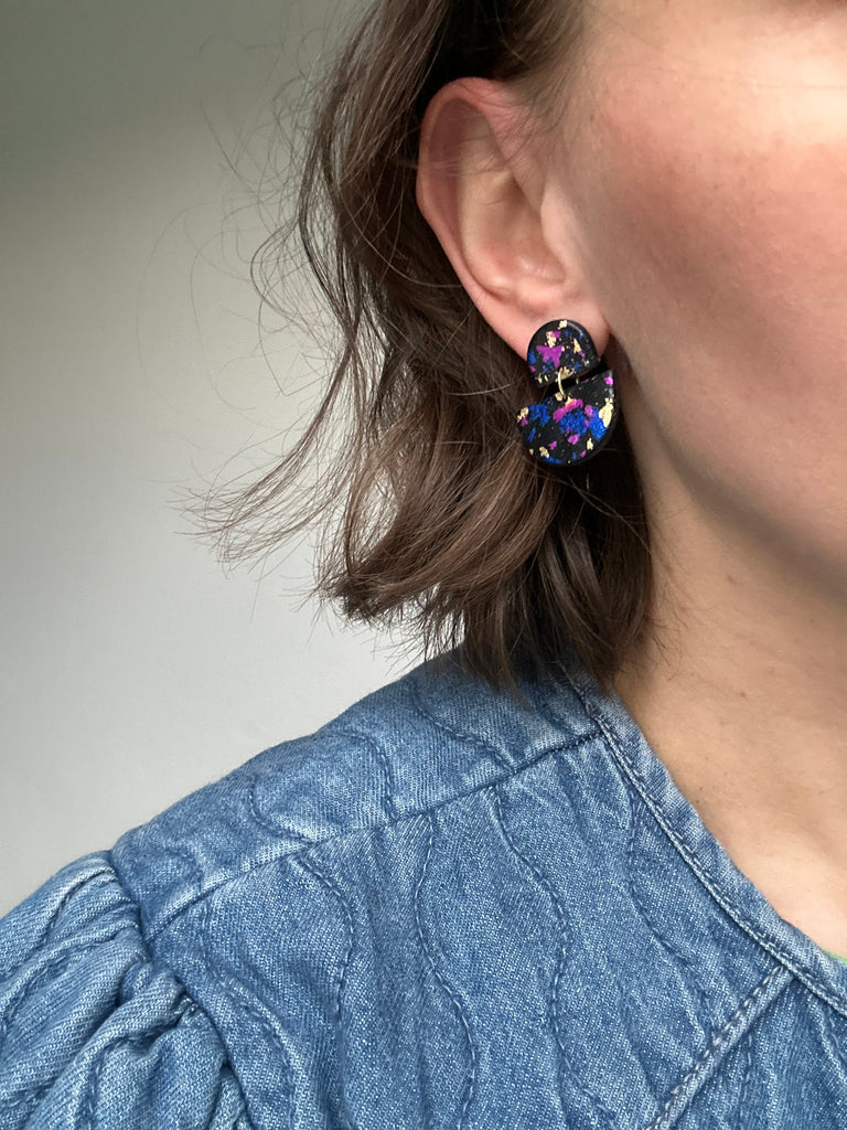 Foil Abstract Design Dangle Earrings