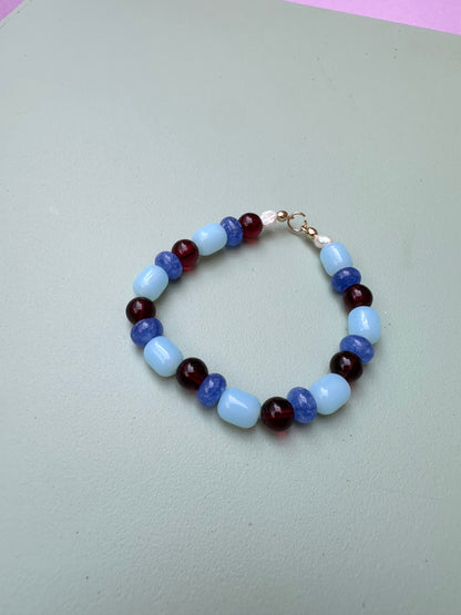 Glass and Semi Precious Stone Beaded Bracelet
