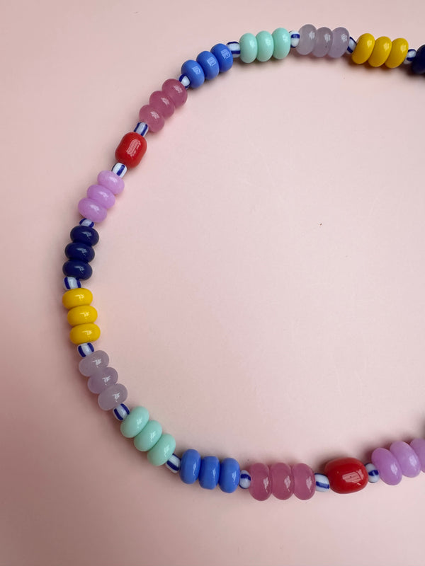 Multicoloured Semi Precious Stone Bead Necklace