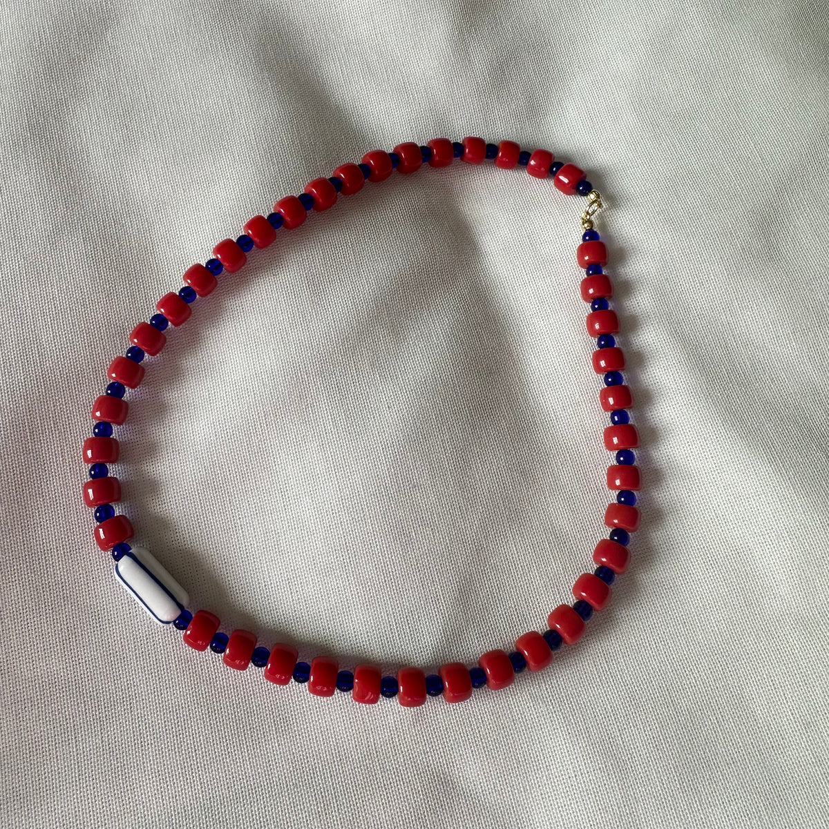 Kate Semi Precious Beaded necklace in Red and Navy