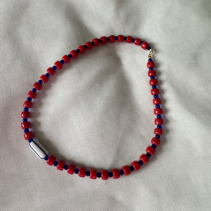 Kate Semi Precious Beaded necklace in Red and Navy