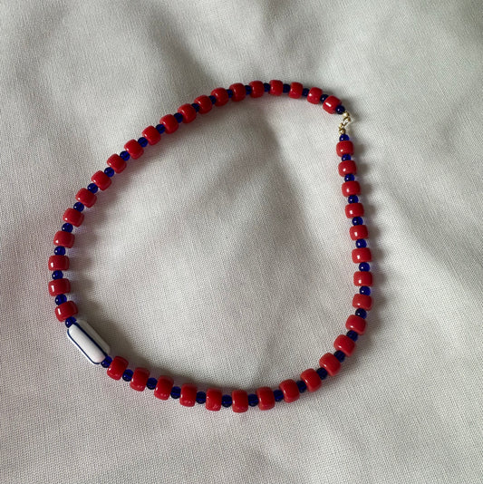 Kate Semi Precious Beaded necklace in Red and Navy