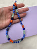 Blue and Orange Semi Precious Stone Bead Necklace