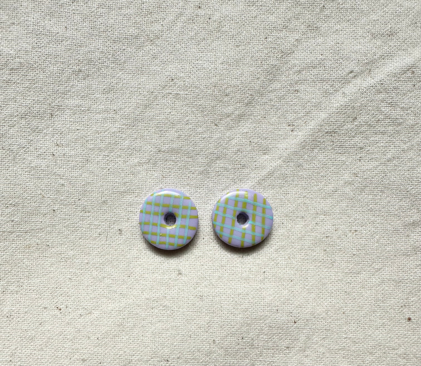 Abstract Design Round Clay Studs Earrings