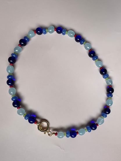 Semi Precious Beaded necklace in Blue
