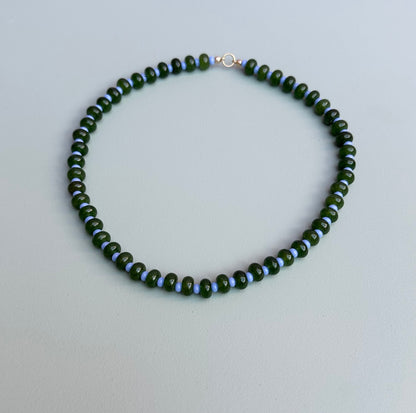Forest Green and blue Semi Precious Beaded necklace