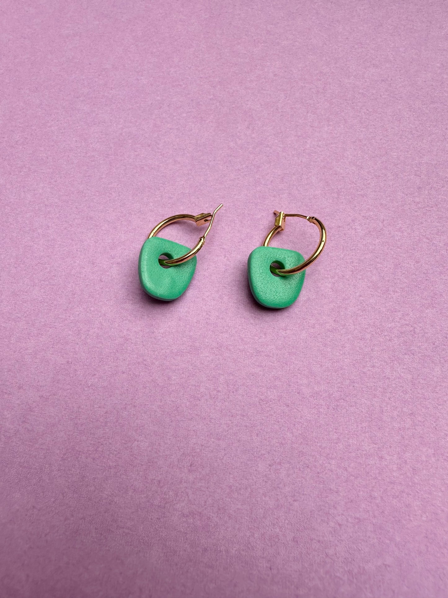 Clay and Bead Hoop Dangle Earrings