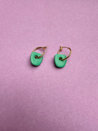 Clay and Bead Hoop Dangle Earrings