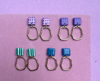 Small Dangly Stripes Hoop Earrings