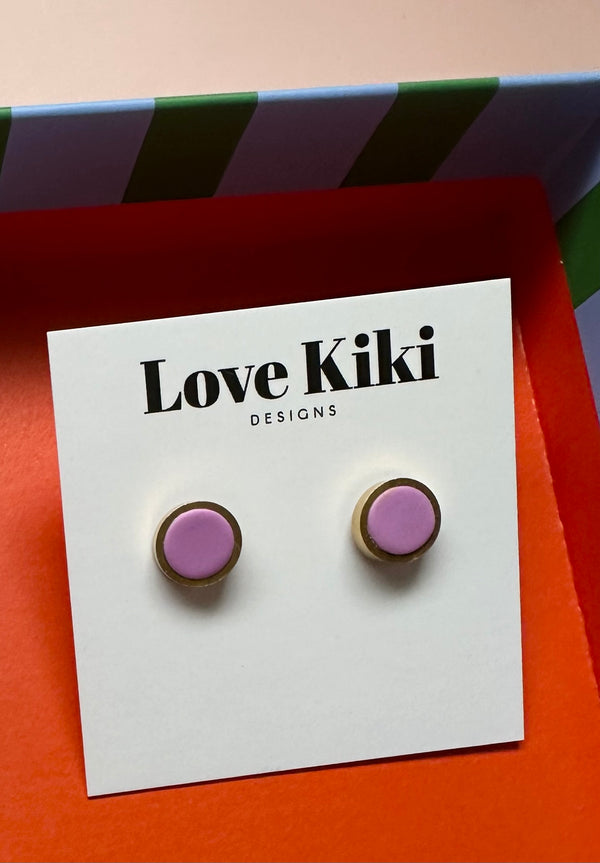 Pink Studs Earrings in Gold Case