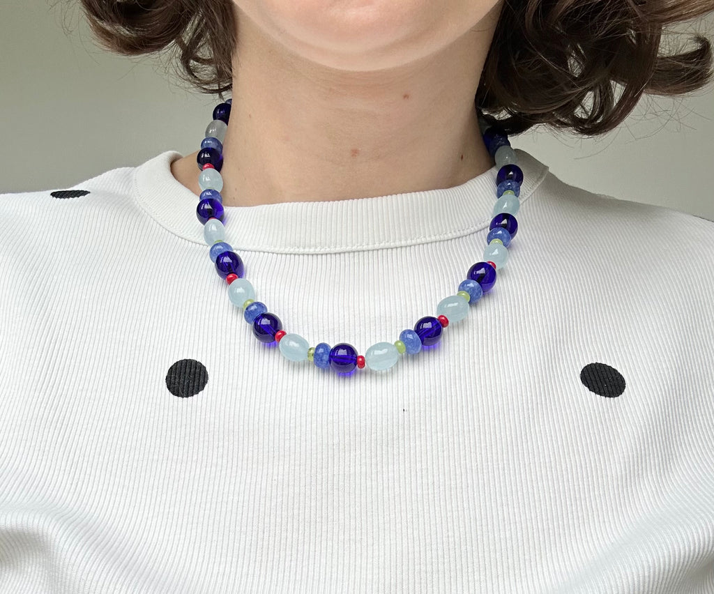 Semi Precious Beaded necklace in Blue