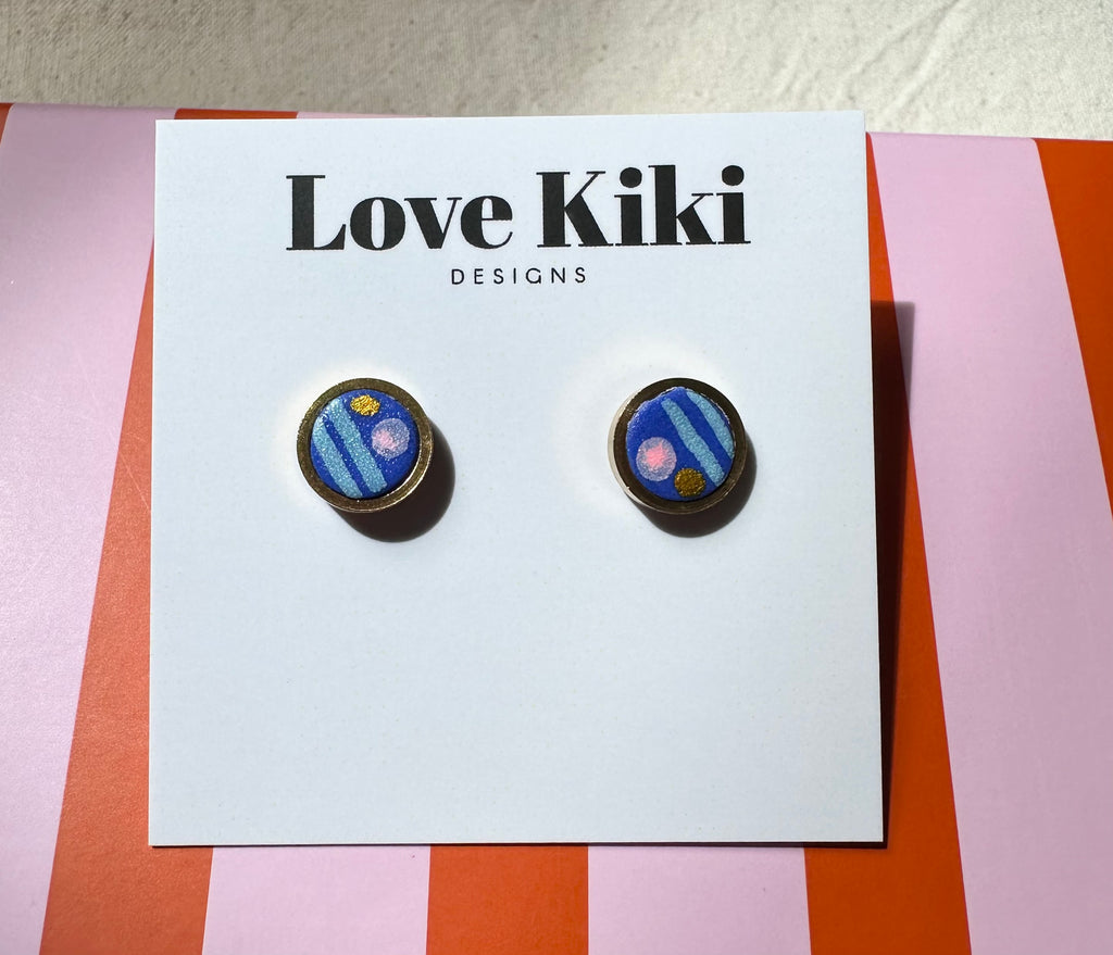 Blue Abstract Design Stud Earrings