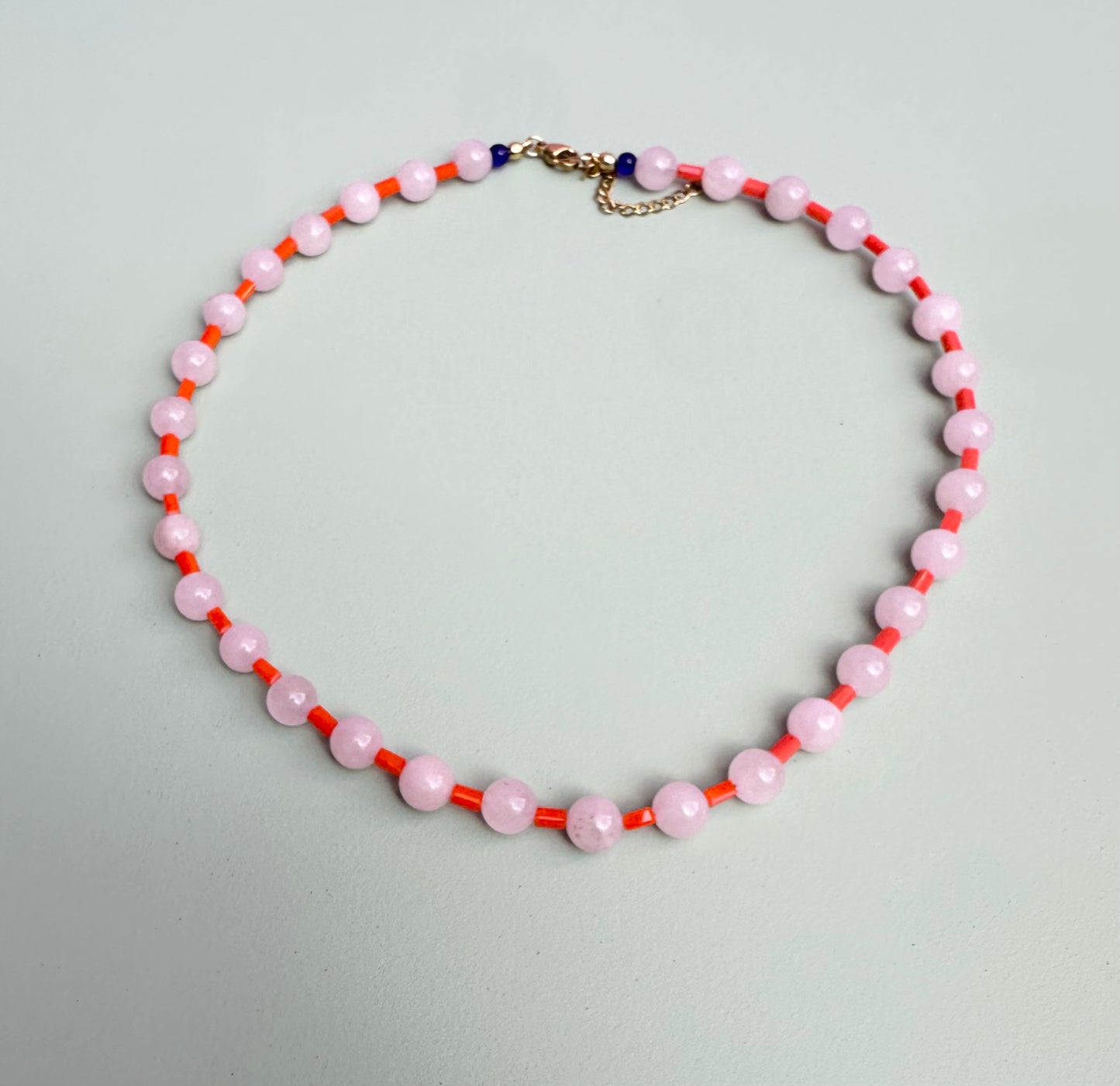 Light Pink and Orange Precious Beaded necklace