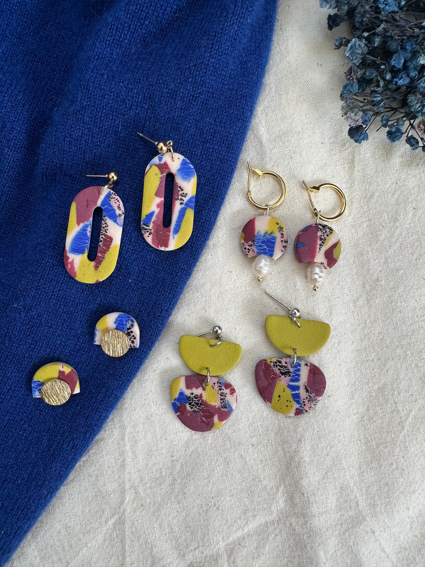 New Burgundy and Lime Green Dangle Earrings