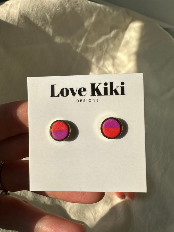 Two Colour Way Clay Studs Earrings in Gold/Silver