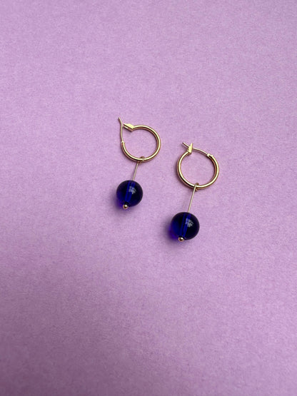 Clay and Bead Hoop Dangle Earrings