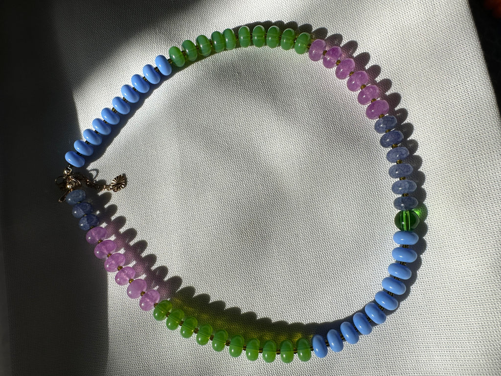 Multicoloured Semi Precious Stone Bead Necklace