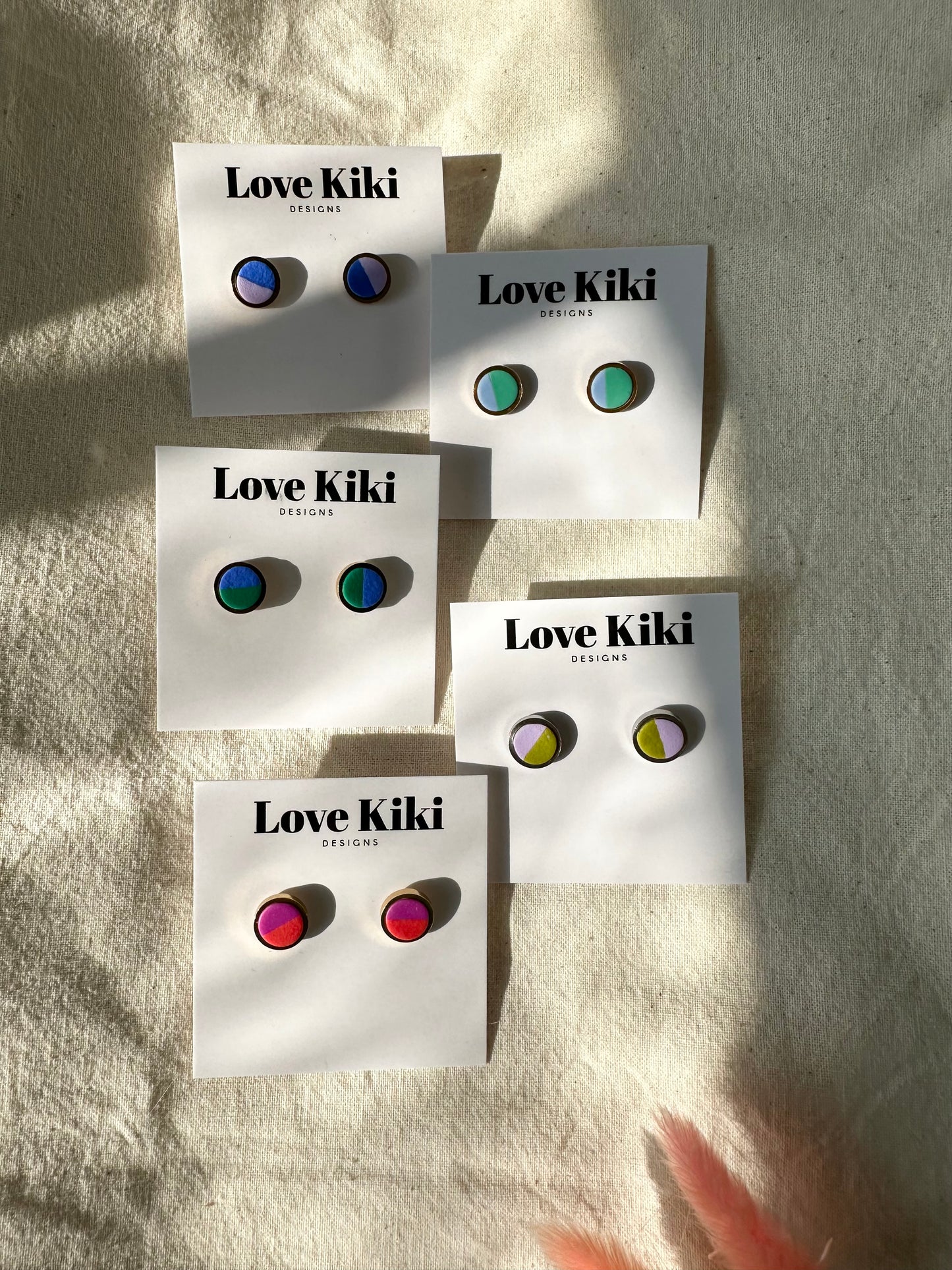 Two Colour Way Clay Studs Earrings in Gold/Silver