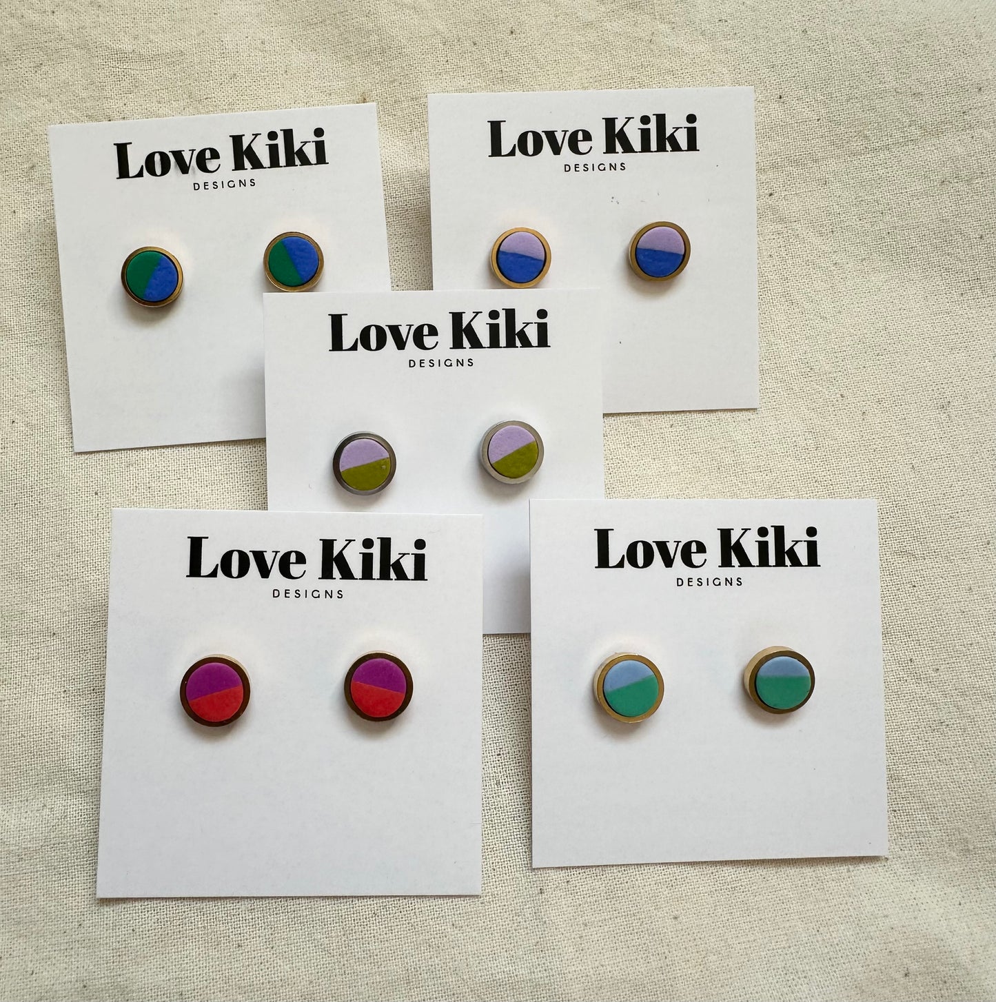 Two Colour Way Clay Studs Earrings in Gold/Silver