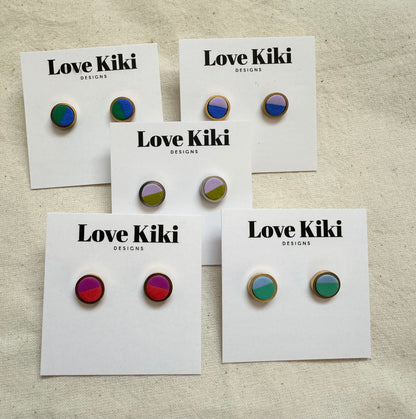 Two Colour Way Clay Studs Earrings in Gold/Silver
