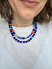 Navy and Orange Semi Precious Stone Bead Necklace