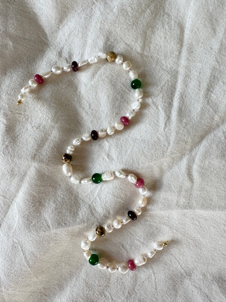 (Copy) Deep Burgundy Semi Precious Beads Necklace