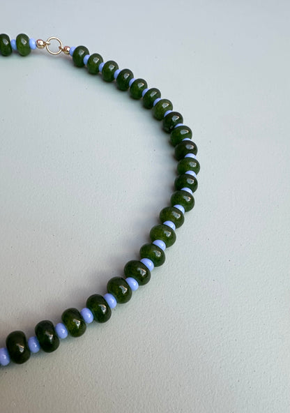 Forest Green and blue Semi Precious Beaded necklace