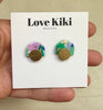Statement Brass Stud Earrings/ Abstract Design