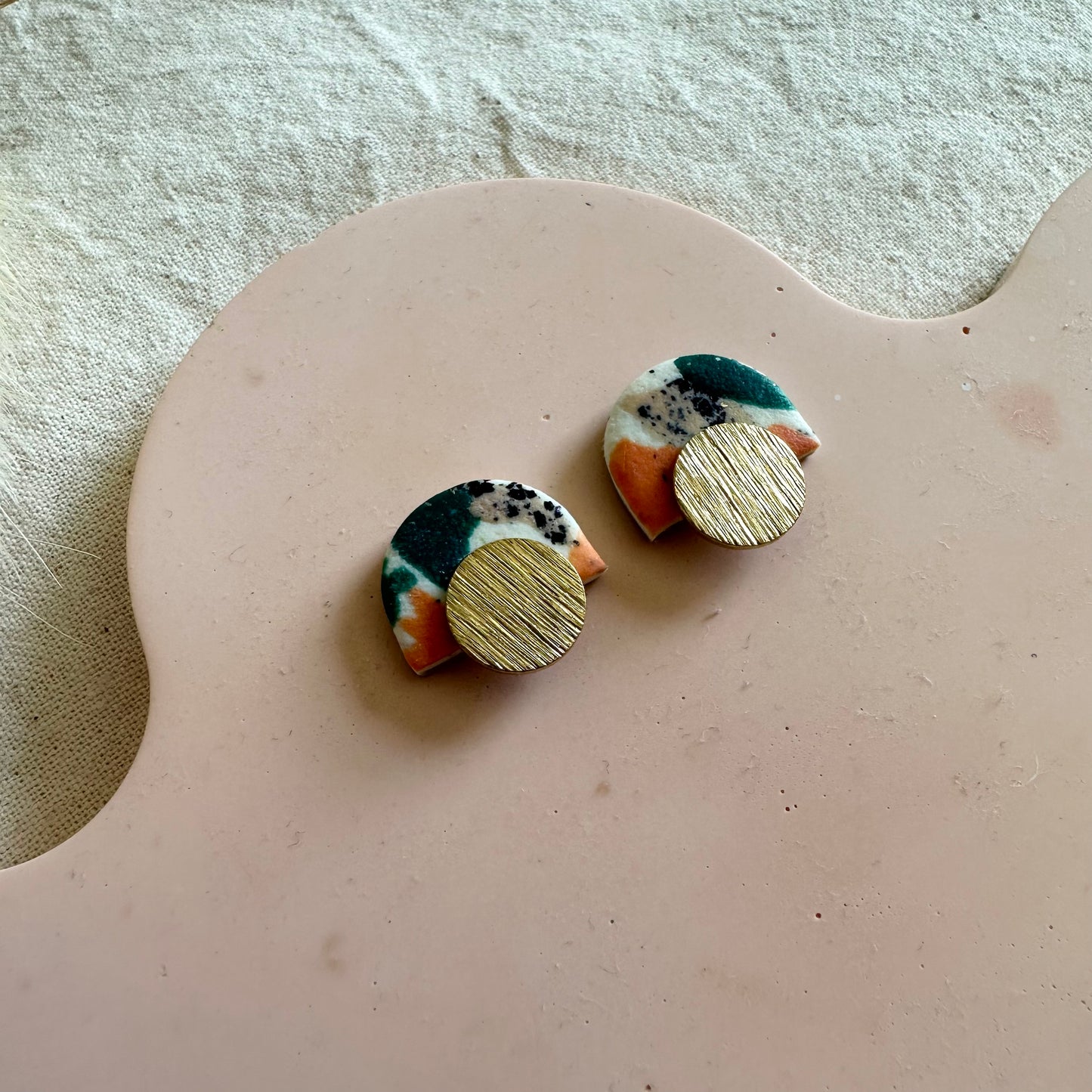 Statement Brass Stud Earrings