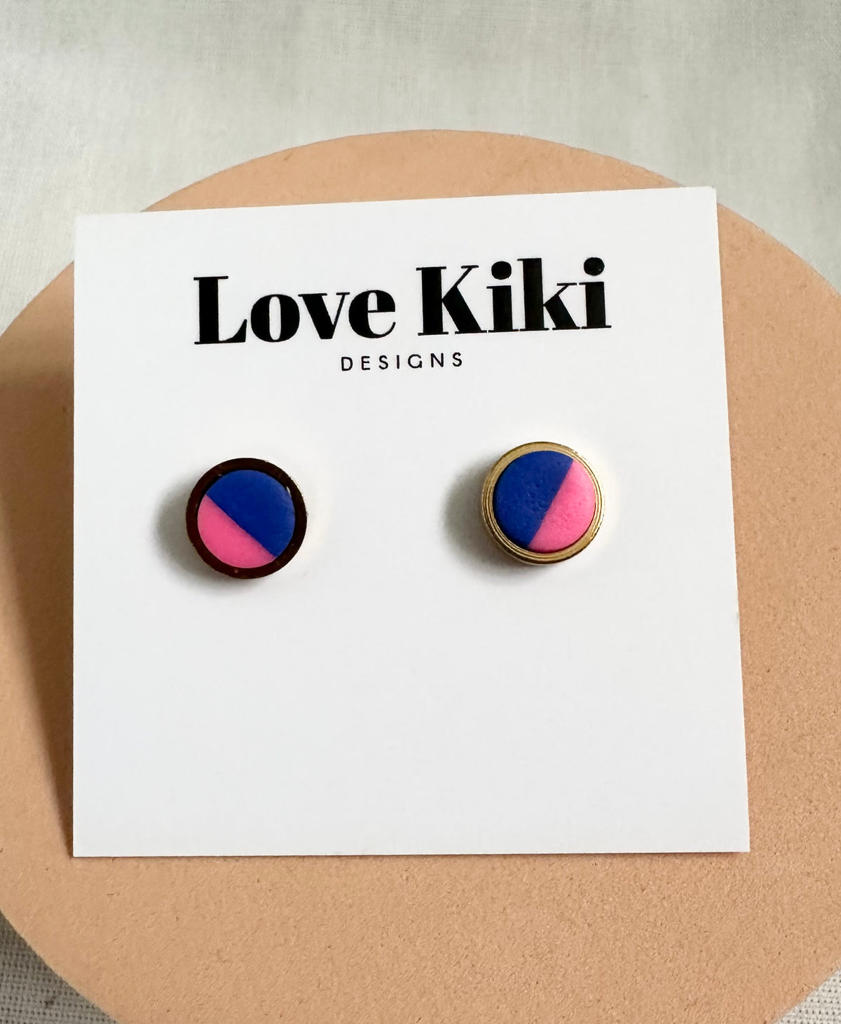 Neon Pink and Blue Two colour way stud Earrings