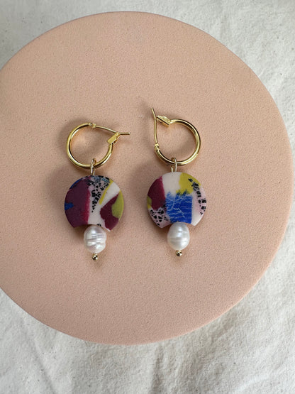 New Burgundy and Lime Green Dangle Earrings