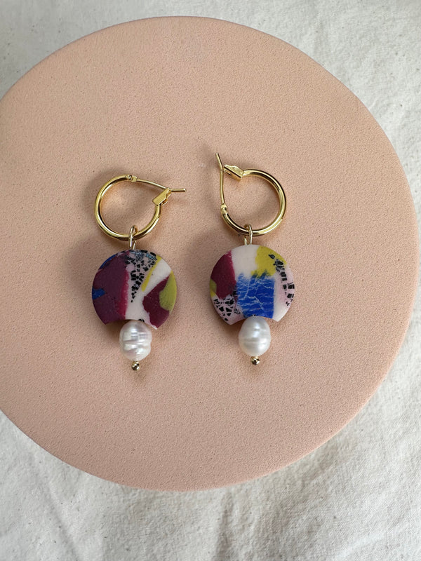 New Burgundy and Lime Green Dangle Earrings