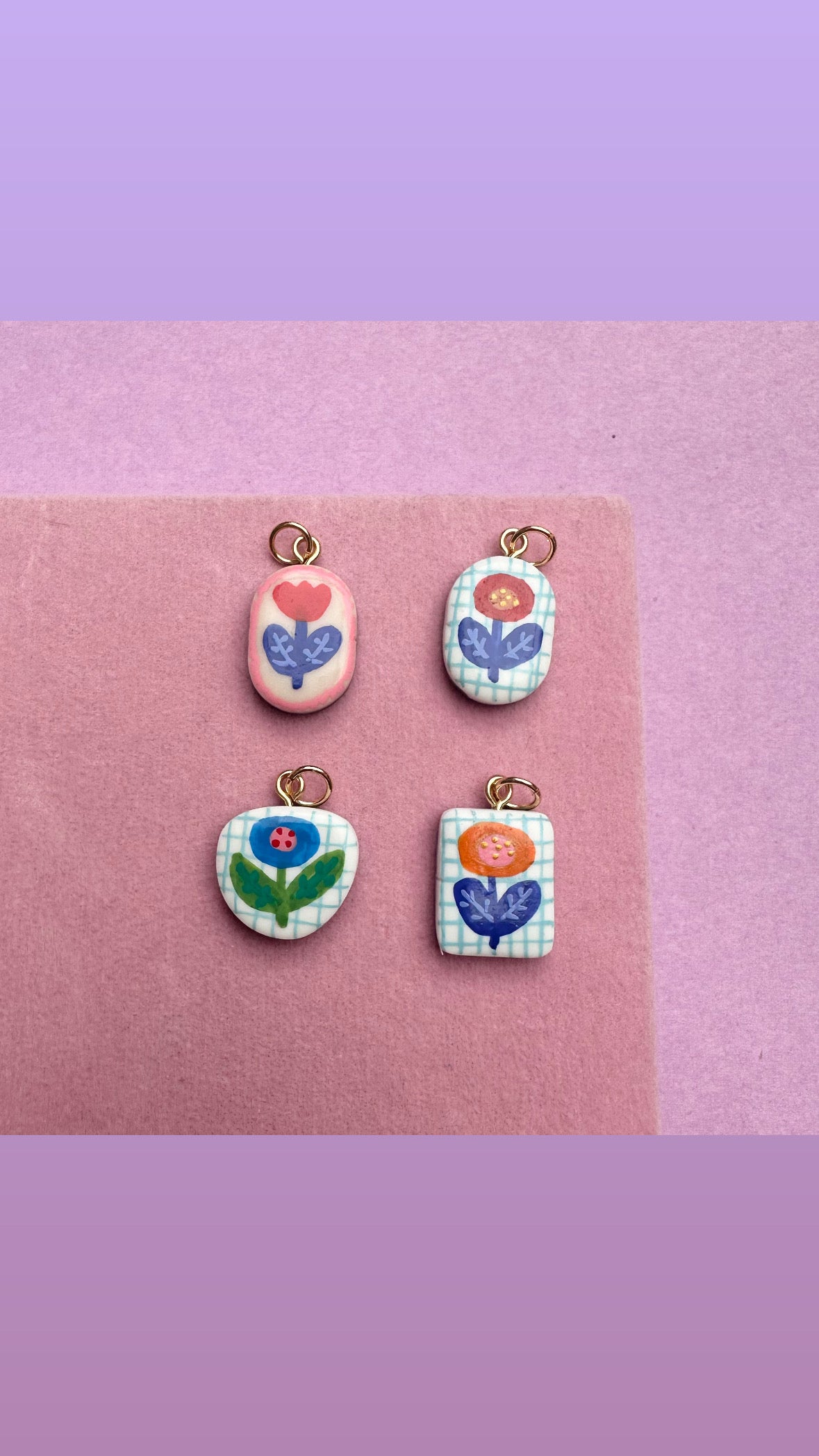 Floral Hand Painted Charms