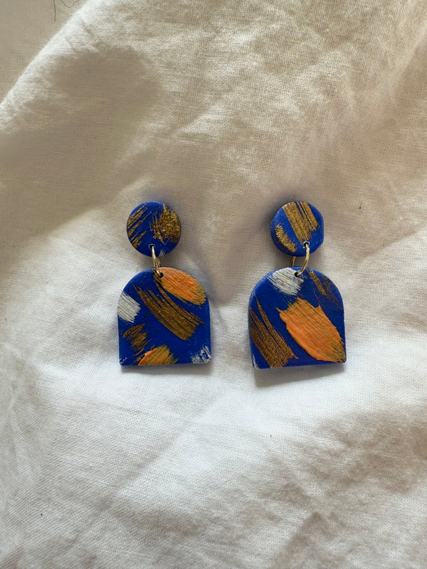 Abstract Painted Dangle Earrings