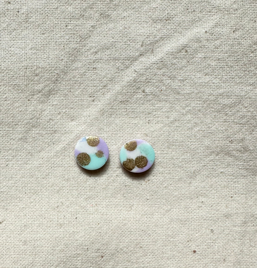 Abstract Design Round Clay Studs Earrings