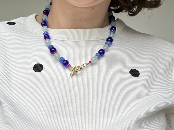 Semi Precious Beaded necklace in Blue