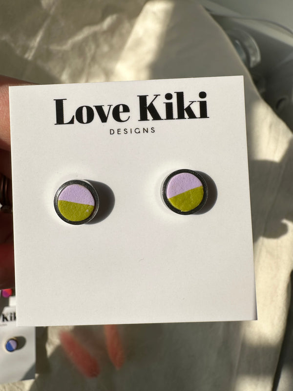 Two Colour Way Clay Studs Earrings in Gold/Silver