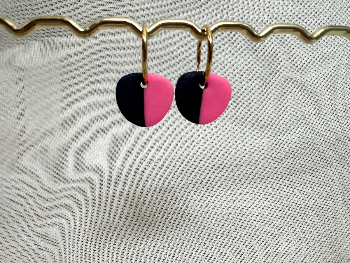 Two Colour Way Neon Pink and Green Hoop Earrings