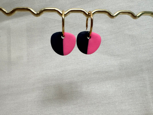 Two Colour Way Neon Pink and Green Hoop Earrings