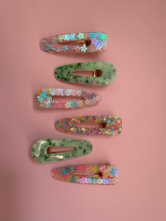 Sparkly Summer Resin Hair Clips