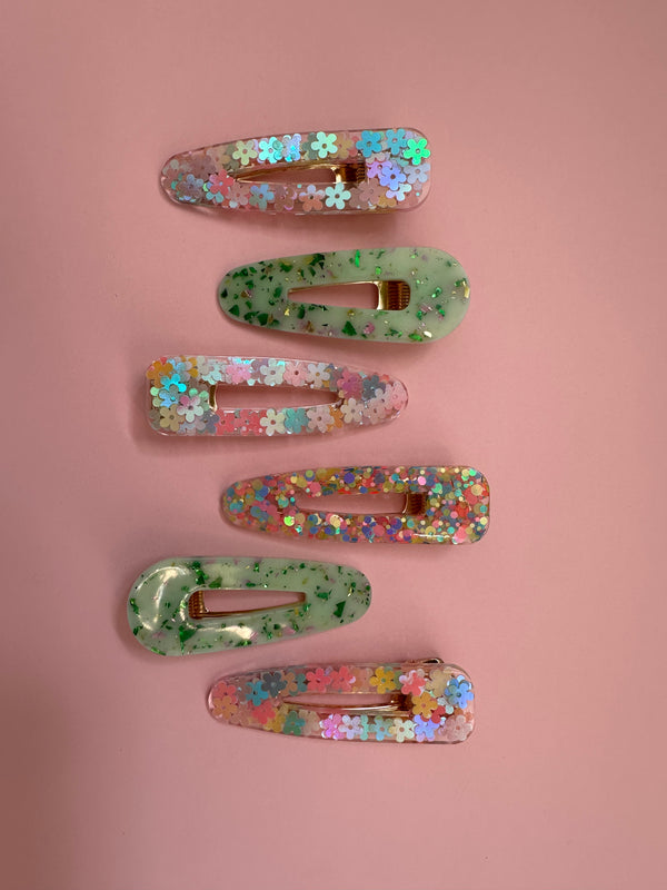 Sparkly Summer Resin Hair Clips