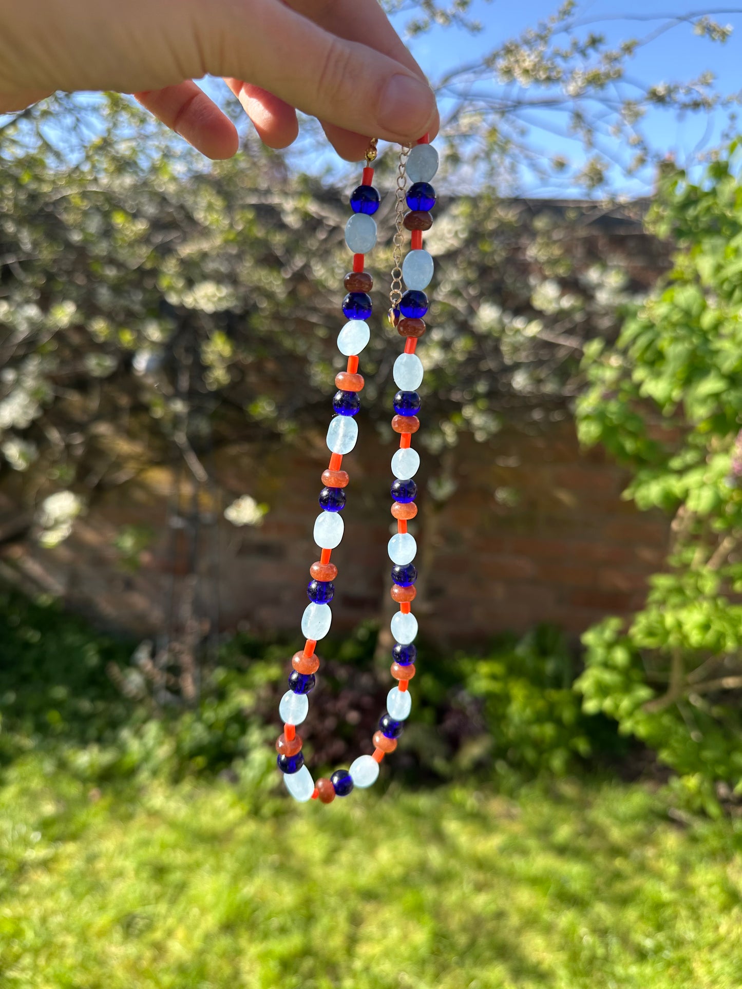 Semi Precious and glass Bead Necklace