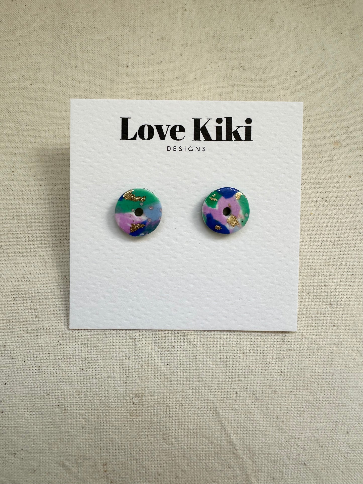Statement Brass Stud Earrings/ Abstract Design