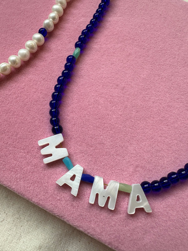Mama Beaded Necklace Pearl Necklace